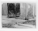 Patio de los Leones, Alhambra, John Singer Sargent (American, Florence 1856–1925 London), Watercolor, gouache, and graphite on off-white wove paper, American