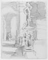Loggia dei Lanzi, Florence, John Singer Sargent (American, Florence 1856–1925 London), Graphite on off-white wove paper, American