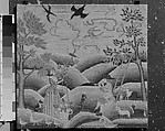 Embroidered Picture, Keturah Rawlins, Linen embroidered with wool and silk, American