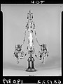 Candelabrum, Colorless, opalescent and amethyst glass, gilt bronze, British