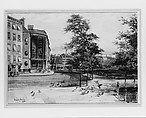 Views of Battery Park, Hughson Frederick Hawley (American (born England), Brighton 1850–1936 New Rochelle, New York), Watercolor over traces of graphite on paper, American