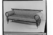 Sofa, William Hancock (active ca. 1820–49)  , upholsterer, Mahogany, maple, chestnut, rosewood, American