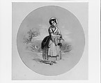 Young Woman in a Landscape (from Cropsey Album), Graphite and white heightening on green wove paper, American