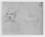 Half-Length Figure Sketch, Mather Brown (American, Boston, Massachusetts 1761–1831 London), Graphite on off-white laid paper, American