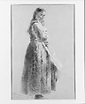 Peasant Girl, Alfred Cornelius Howland (American, Walpole, New Hampshire 1838–1909 Pasadena, California), Graphite and white chalk on gray wove paper, American