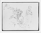 Sketchbook of Figure Studies, Thomas Sully (American, Horncastle, Lincolnshire 1783–1872 Philadelphia, Pennsylvania), Cardboard (cover)
Drawings in ink, wash, and graphite on light brown laid paper with fibers of mixed composition (sheets), American