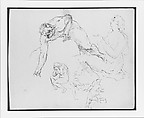 Sketchbook of Figure Studies, Thomas Sully (American, Horncastle, Lincolnshire 1783–1872 Philadelphia, Pennsylvania), Cardboard (cover)
Drawings in ink, wash, and graphite on light brown laid paper with fibers of mixed composition (sheets), American
