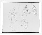 Sketchbook of Figure Studies, Thomas Sully (American, Horncastle, Lincolnshire 1783–1872 Philadelphia, Pennsylvania), Cardboard (cover)
Drawings in ink, wash, and graphite on light brown laid paper with fibers of mixed composition (sheets), American