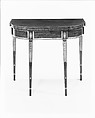 Card table, Mahogany, satinwood, holly with white pine, sycamore, birch, American