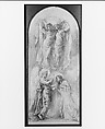 Angel Sealing the Servants of God (Study for the Anna, Margaret Sherman and Gertrude Van Dalfsen Memorial Window, Trinity Church, Buffalo, N.Y.), John La Farge (American, New York 1835–1910 Providence, Rhode Island), Graphite on tracing paper, American