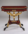 Card table, Charles-Honoré Lannuier (France 1779–1819 New York), Mahogany veneer, white pine, yellow poplar, gilded gesso, vert antique, and gilded brass, American