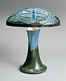 Table Lamp, Fulper Pottery Company (1899–1935), Shade and base: glazed pottery; shade inset with glass, American