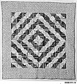 Quilt, Log Cabin pattern, Barn Raising variation, Cotton and wool, American