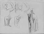 Study for "The Danaïdes", John Singer Sargent (American, Florence 1856–1925 London), Charcoal and white chalk on off-white laid paper, American