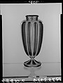 Vase, Blown overlay opaque white and clear red glass, British, probably