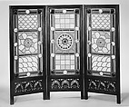 Firescreen, Herter Brothers American, Cherry, stained glass, American