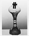 Whale Oil Lamp, Lacy pressed glass