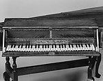 Bentside spinet, John Harris (active ca. 1730–69), Mahogany, mahogany veneer, white oak,
birch, maple, cherry, white cedar, white pine, American