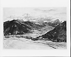 Open Valley, Dolomites, John Singer Sargent (American, Florence 1856–1925 London), Watercolor and gouache on white wove paper, American