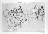 Parlor Concert, John Singer Sargent (American, Florence 1856–1925 London), Graphite and black chalk on off-white wove paper, American