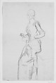 Woman Holding a Glass, John Singer Sargent (American, Florence 1856–1925 London), Graphite on light-tan wove paper, American