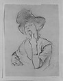 Seated Woman with Hat, John Singer Sargent (American, Florence 1856–1925 London), Graphite on off-white wove paper, American