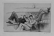 Siesta on a Boat, John Singer Sargent (American, Florence 1856–1925 London), Graphite on off-white wove paper, American