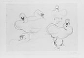 Swans, John Singer Sargent (American, Florence 1856–1925 London), Graphite on off-white wove paper, American