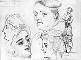 Faces, Trees, Horses, John Singer Sargent (American, Florence 1856–1925 London), Graphite on off-white wove paper, American