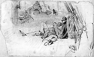 Sailors on Deck of Ship (from Scrapbook), John Singer Sargent (American, Florence 1856–1925 London), Graphite on off-white wove paper, American