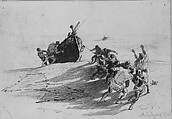 Men Hauling Lifeboat onto Beach (from Scrapbook), John Singer Sargent (American, Florence 1856–1925 London), Graphite on off-white wove paper, American