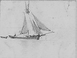 Sailboat Towing Dory (from Scrapbook), John Singer Sargent (American, Florence 1856–1925 London), Graphite on off-white wove paper, American