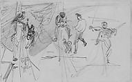 Sailors in Rigging of Ship (from Scrapbook), John Singer Sargent (American, Florence 1856–1925 London), Graphite on off-white wove paper, American