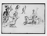 Knights in Armor, Warrior, Neptune Fountain (from Switzerland 1869 Sketchbook), John Singer Sargent  American, Graphite on off-white wove paper, American