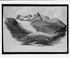 Rhône Glacier (from "Splendid Mountain Watercolours" Sketchbook), John Singer Sargent (American, Florence 1856–1925 London), Watercolor and graphite on off-white wove paper, American