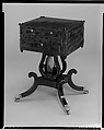 Work table, Attributed to Lemuel Churchill (active ca. 1805–28), Mahogany, tulip poplar, ebony, ivory, brass, American