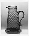 Molasses jug, Blown pattern-molded aquamarine glass, American