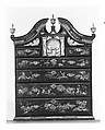High chest of drawers, Japanned maple, japanned white pine, white pine, japanned birch; brass, American