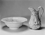 Pitcher, United States Pottery Company (1852–58), Mottled brown earthenware, American