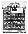 High chest of drawers, Japanned maple, japanned white pine, white pine, japanned birch; brass, American