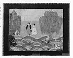 The Shepherd’s Grove, Agnes Yeakle, Linen or cotton embroidered with silk thread, American