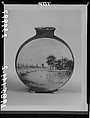 Pilgrim Vase, Jersey City Pottery (1855–92), Painted and glazed earthenware, American