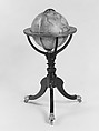 Terrestrial Globe, James Wilson  American, Mahogany, plaster, paper, brass, American