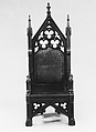 Armchair, Possibly Gustave Herter (1830–1898), Walnut, original leather, modern velvet cushion, American