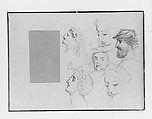 Heads (from Switzerland 1870 Sketchbook), John Singer Sargent (American, Florence 1856–1925 London), Graphite on off-white wove paper, American