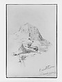 Breithorn and Schmadribach Falls (from Switzerland 1870 Sketchbook), John Singer Sargent (American, Florence 1856–1925 London), Graphite on off-white wove paper, American