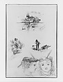 Lucerne Cathedral, Farmer in Field, Foliage, Two Children (from Switzerland 1870 Sketchbook), John Singer Sargent American, Graphite on off-white paper, American