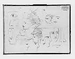 Heads (Inside Back Cover of Switzerland 1870 Sketchbook), John Singer Sargent (American, Florence 1856–1925 London), Graphite on off-white wove paper, American