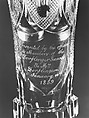 Presentation vase, Long Island Flint Glass Works of Christian Dorflinger (1852–63), Blown, cut, and engraved glass, American