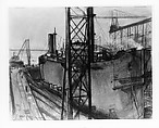 Tanker in Drydock, Albert Sterner (American (born England), London 1863–1946 New York), Pastel on paper, American